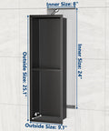 Stainless Steel Shower Niche 8 Inch By 24 Inch Recessed Wall Nook With Double Shelves No Tile Needed Matte Black Bathroom Storage Waterproof Built In Shelf Divider shown installed in tiled wall.