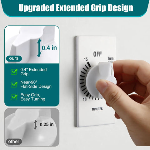 4 Pack Timer Knob Replacement For 146MT574 Compatible With FD Series Spring Wound Timers showing white knob on wall mount