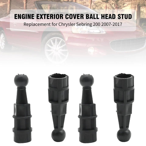 4 Piece Engine Cover Ball Stud Replacement Kit for Chrysler Sebring 200 300 Town and Country Dodge Avenger Charger Caliber Grand Caravan Jeep Compass Patriot 4891847AA 04891847AA, four black studs