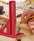 3D Multi Angle Aluminum Carpenter Ruler Protractor For Woodworking Scribing And Layout with preset angles on workbench