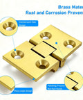 Heavy Duty Brass Flip Top Hinges For Furniture And Cabinet Doors Featuring 180 Degree Folding Concealed Joints Crafted From Real Solid Metal With Mounting Screws For Diy Projects That Are Damn Near Indestructible, showing detail of brass material and design features.