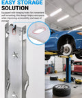 Pro Grade DIY Friendly Wheel Alignment Tool Set With Premium Stainless Steel Toe Plates And Connection Sheet in use at garage