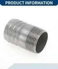 316 stainless steel hose barb I-shaped fitting, side view, 1.2in BSPT male thread, 1.6in OD