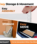 35.9 Inch 5 Tier Heavy Duty Garage Shelving Unit with Adjustable Metal Racks shown in easy assembly, storage, movement.