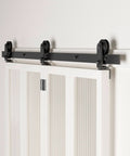 Heavy Duty Bifold Barn Door Hardware Kit For Four Doors, Six Foot Sliding Track System, All Doors Open To One Side