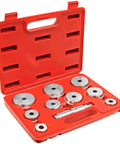 10 Pc Master Bearing Race And Seal Driver Kit with 9 precision wheel inserts from 1.565 to 3.180 inches in blow-mold case