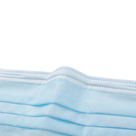 Close-up of blue earloop design on Black 3 Ply Disposable Face Masks 50 Pack For Adults With Earloops Breathable Skin Friendly Non Woven Safety Mask For Mouth And Nose Protection Lab Tested Made In USA All Day Comfort