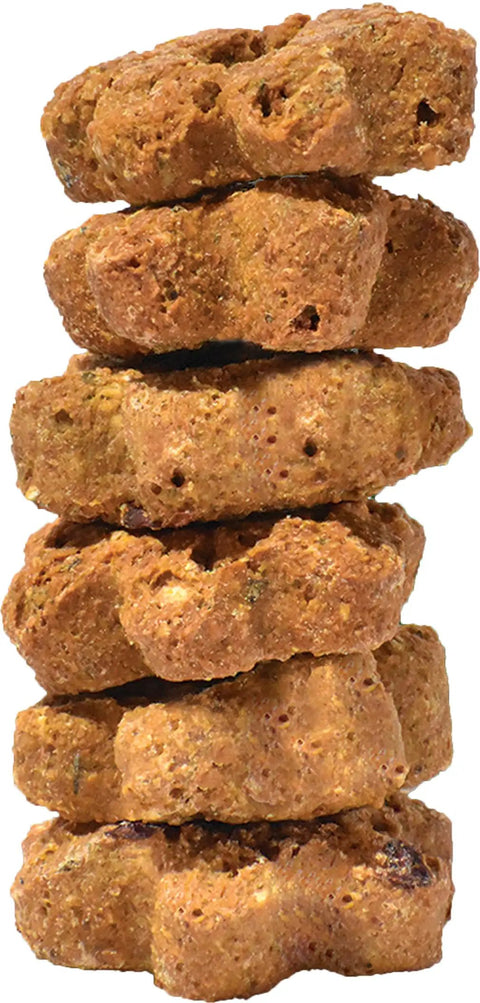 Stack of Apple And Cranberry Pumpkin Crunchers For Dogs, Grain Free Antioxidant Rich Treats, 14 Oz, No Wheat Corn Or Soy