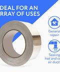 Rolled Aluminum Foil Tape 2 Pack 1.9 In By 150 Ft 3.4 Mil Contractor Grade Foil Duct Tape For HVAC