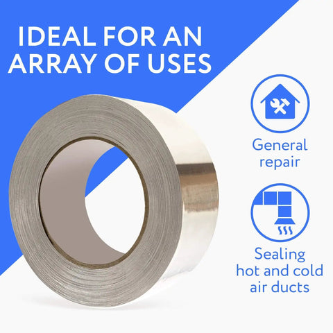 Rolled Aluminum Foil Tape 2 Pack 1.9 In By 150 Ft 3.4 Mil Contractor Grade Foil Duct Tape For HVAC