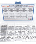 Slick 900 Piece M1 To M2 304 Stainless Steel Phillips Countersunk Flat Head Machine Screws And Metric Hex Nuts Assortment Kit in a clear organizer.