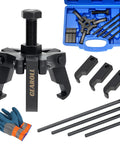 Heavy Duty Harmonic Balancer Puller Kit With 6 Jaw Set And Adjustable 3 Jaw Extractor for quick damper pulley removal shown