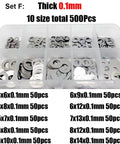 Ultra Thin Stainless Steel Flat Washer Set For Small Fasteners M2 Through M8 304 316 Grade 500 750 1200 Pcs Adjustable Shim And Gasket Kit Included With Smooth Edges For Tight Spaces, 0.1mm set in organizer box