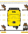 Ortis Automatic Vacuum Switch yellow control box with AUTO/OFF/ON switch and TOOL/VACUUM ports.