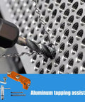 Precision Aluminum Extrusion Drill Jig With Dead On Vertical Alignment Multi Size Snap Fit in use on perforated aluminum sheet.