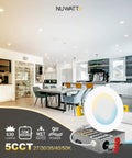 Living room with 12 Pack 4 Inch Ultra Thin LED Recessed Lighting Kit With 5 CCTs Selectable 2700K 3000K 3500K 4000K 5000K Dimmable