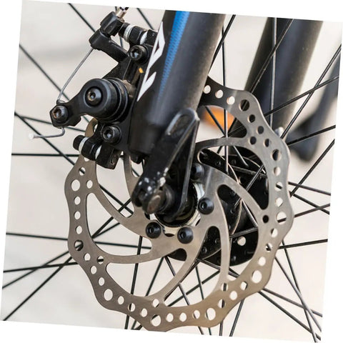 Heavy Duty Mechanical Disc Brake Set For Mountain Bike Front And Rear, Close-up of 160mm rotor and calipers on a bike.