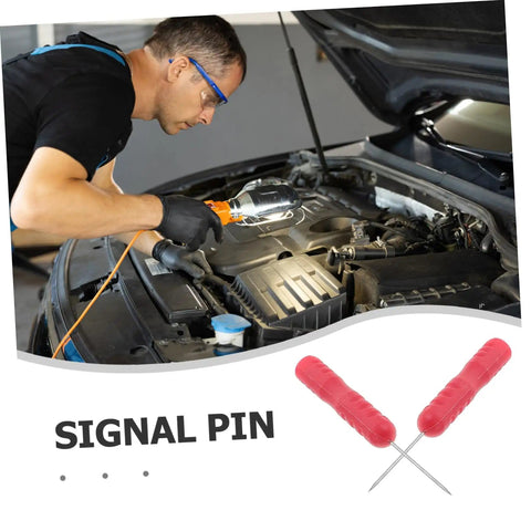 Mechanic using 2 Pack Piercing Test Probes For Digital Multimeters And Wire Testers Pro Grade 0.7 mm Thick Probes With 2 mm Signal Needle Durable Circuit Testing Tool For Auto Repairs And Electronics Red in a car engine diagnostic test