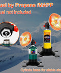 Portable Propane Camping Heater For Tents And Outdoor Spaces With Easy Control Valve Foldable Stand Gas Tank Holder And Cordless Patio Warmth Rugged Build For Garage Hiking Ice Fishing And Hunting with gas canisters.