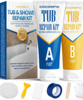 Pro Grade Tub And Sink Repair Kit White For Acrylic Enamel Fiberglass Surfaces with tubes, applicator, and accessories.