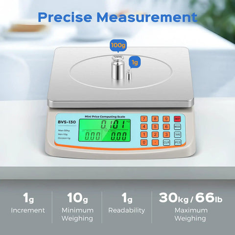 Pro Grade Commercial Food Scale 66Lb 30Kg With Stainless Steel Platter Price Computing Deli And Produce Scale Displayed