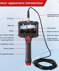 Front view of Handheld Workhorse Borescope Endoscope Tool with buttons and display, showing controls and cable connection UT665P-10M