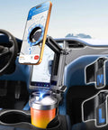 Cup Holder Phone Mount For MagSafe Magnetic Car Holder With Dual Adjustable Bases And N55 Magnet installed in car