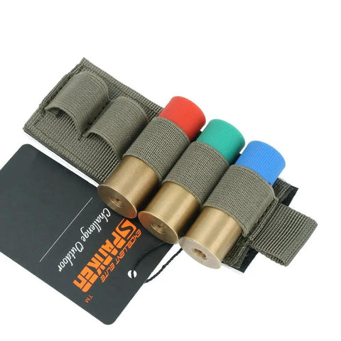 Tactical 12 Gauge Shotgun Shell Holder for Rifles Cordura Nylon Pouch Holds 5 Rounds with Velcro Back Attachment Ranger Green