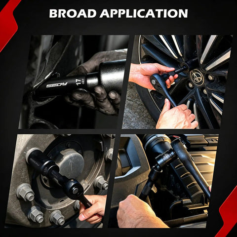66 Piece One Half Inch Drive Impact Socket Set With Deep And Standard 6 Point Cr-V Sockets in use on various vehicles