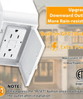 Close-up of Durable Dusk To Dawn Outdoor Porch Light With GFCI Outlet And Two Receptacles, showcasing built-in outlet details.