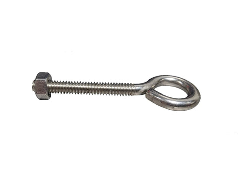 Heavy Duty Zinc Eye Bolt Set 1/4-20 Coarse Thread 2-1/2 Inch Long 15-Piece Pack, side view of zinc-coated bolt with coarse thread