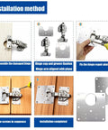 Installation steps for Rock Solid Stainless Steel Cabinet Hinge Repair Plates With Mounting Screws to fix rotted wood hinges.