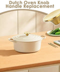 Universal Stainless Steel Dutch Oven Knob Replacement with Bright Gold Finish on enameled pot lid