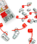 Grease Fitting Assortment Kit 5/16-24 In Straight 45 Degree And 90 Degree Zerk Fittings With Caps Galvanized Steel shown in kit