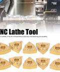 Heavy Duty CNC Lathe Turning Inserts Set With Indexable Solid Carbide Blades For Steel And Heat Alloys, WNMG080408-TM LF9018, 10 Pcs