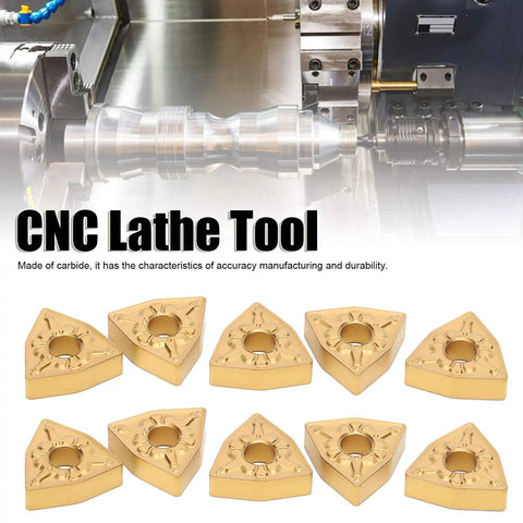 Heavy Duty CNC Lathe Turning Inserts Set With Indexable Solid Carbide Blades For Steel And Heat Alloys, WNMG080408-TM LF9018, 10 Pcs