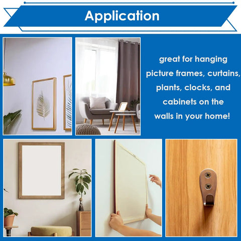 480 Piece Drywall Anchors And Self Drilling Screws Kit For Hanging Frames Curtains Plants Clocks shown in application images