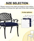 Four Pack 19 By 19 By 3 Inch Waterproof Outdoor Chair Cushions With Non Slip Ties And Handle For Your Patio Furniture Removable Covers Navy Color Square Cushions Weatherproof For Patio Deck Garden Balcony Set Of Four shown with size options diagram.