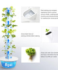 Schematic of Compact Vertical Hydroponics Garden Tower With 36 Plant Pods And Smart Timer For Indoor And Outdoor Use Auto Watering Lets You Grow Vegetables, Herbs, And Fruits Easily In A 2.8 Sq Ft Footprint