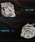Beefed-Up 7-Groove 12V Alternator Replacement For 2013-2017 Pathfinder 3.5L V6 showing front and side views