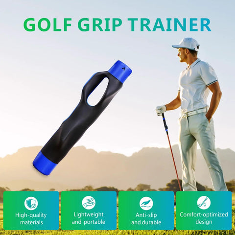 Golf Grip Trainer For Consistent Swing Improve Grip Strength And Hand Position With Immediate Feedback Portable Durable Anti Slip Grip Aid shown with golfer