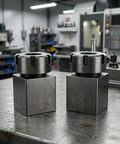 Versatile Collet Chuck Kit For CNC Lathe And Engraving, Includes Square And Hex Clamp Seats, Two ER25 Blocks on table