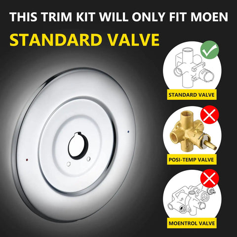 Escutcheon Replacement For Moen 16090 One-Handle Tub And Shower Faucets Chrome Finish Standard Valve Compatibility