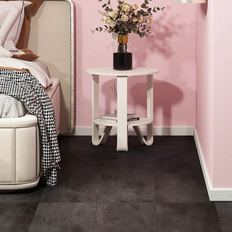 Charcoal Grey Peel And Stick Floor Tiles 12 By 12 Inches Vinyl Waterproof Bathroom Flooring 32 Pack Removable Groutable Easy Install No Tools Needed Sticky Tiles For Laminate Or Linoleum