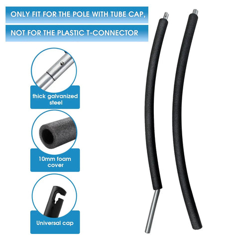 Top Shelf Trampoline Curved Net Pole Replacement Set with foam padding and galvanized steel, designed for tube cap fit.