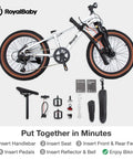 Kids Mountain Bike 20 Inch Aluminum Frame With 7 Speed Gears, Suspension Fork, Front And Rear Disc Brakes, assembly parts
