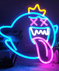 Totally Lit Ghost Neon Sign LED Light With Dimmable Switch Colorful Rainbow Glow featuring a crowned ghost design on USB power