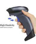 Hand holding 2D Barcode Scanner With Stand USB 2.0 Wired QR Code Imager Handheld Reader for Laptops Desktops and POS Cashier Systems