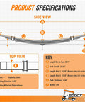 Heavy Duty Rear Leaf Spring Kit For EzGo Txt Golf Cart Suspension Upgrade With Bushings And U Bolts 4 Leaf Red specifications diagram.