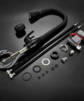 OGMOYT Matte Black Sensor Kitchen Faucet Sensitive Smart Touch Single Handle Mixer Tap Touch Sensor components and fittings on black background.